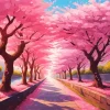 Cherry Blossom Trees Path Diamond Painting