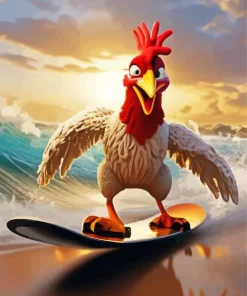 Chicken On A Surfboard Diamond Painting