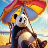 Chilling Panda In The Beach Diamond Painting