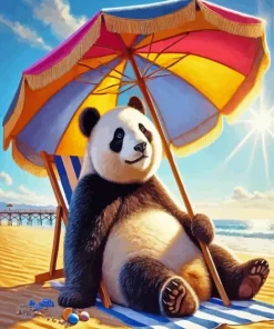 Chilling Panda In The Beach Diamond Painting