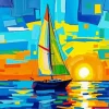 Colorful Sailboat At Sunset Diamond Painting
