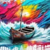 Colorful Seascape Boat Diamond Painting