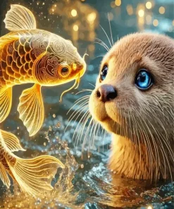 Cool Gold Koi Fish Art Diamond Painting