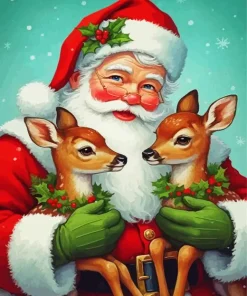 Cool Santa And Deers Diamond Painting