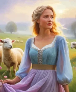 Cool Sheep And Shepherd Diamond Painting