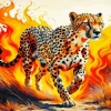 Fire Cheetah Diamond Painting
