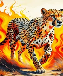 Fire Cheetah Diamond Painting