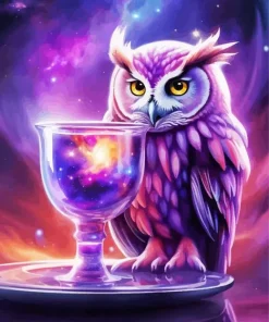 Galaxy Owl Glass Cup Diamond Painting