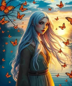 Girl With Butterfly Diamond Painting