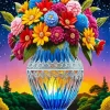 Glass Colorful Flowers Vase Art Diamond Painting