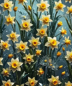 Glass Daffodil Flowers Diamond Painting
