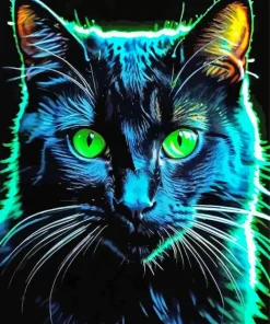 Green Eyed Black Cat Diamond Painting