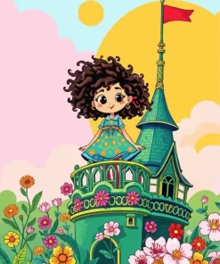 Little Girl On Tower Diamond Painting