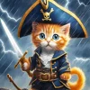 Orange Pirate Cat Diamond Painting