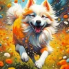 Running Samoyed Yellow Diamond Painting