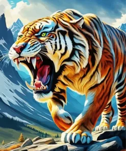 Saber Tooth Tiger Art Diamond Painting
