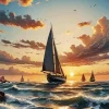 Sailboat In Storm Diamond Painting