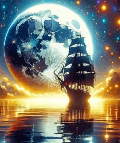 Sailboat Silhouette Art Diamond Painting