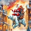 Santa On Polar Bear Diamond Painting