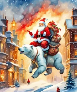 Santa On Polar Bear Diamond Painting