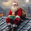 Santa On The Roof Diamond Painting