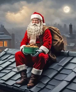 Santa On The Roof Diamond Painting