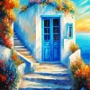 Santorini Blue Door Art Diamond Painting