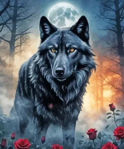 Scary Black Wolf Art Diamond Painting