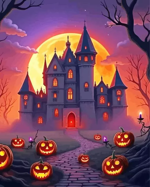 scary pumpkins art Diamond By Numbers Scary Pumpkins Art Diamond Painting