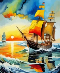 Sea At Sunset Diamond Painting