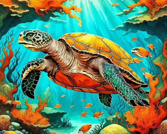 sea turtle underwater Diamond Paintings Sea Turtle Underwater Diamond Painting