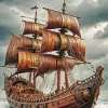 Ship In Storm Diamond Painting
