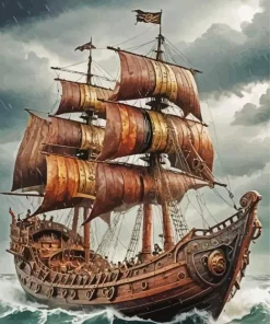 Ship In Storm Diamond Painting