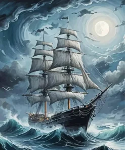 Ship In The Moonlight Diamond Painting
