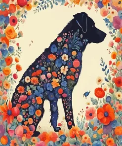 Silhouette Of A Dog Art Diamond Painting