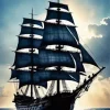 Silhouette Of A Pirate Ship Diamond Painting
