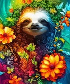 Sloth Flowers Art Diamond Painting