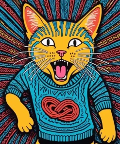 Whimsical Scream Cat Diamond Painting