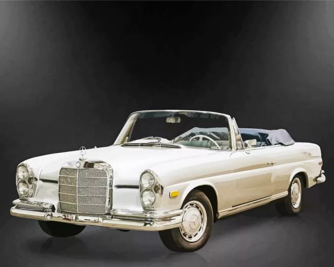 white mercedes convertible Diamond Paintings White Mercedes Convertible Diamond Painting