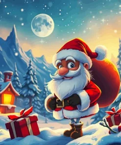 Winter Cartoon Santa Diamond Painting